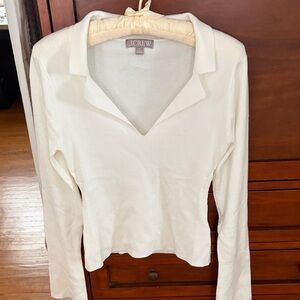 J. Crew Women's White Collared Blouse